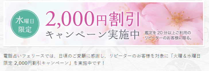 リピーターは毎週火曜・水曜は2000円割引