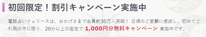 電話占いフェリース初回特典