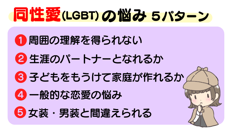 同性愛（LGBT）の悩み【5パターン】